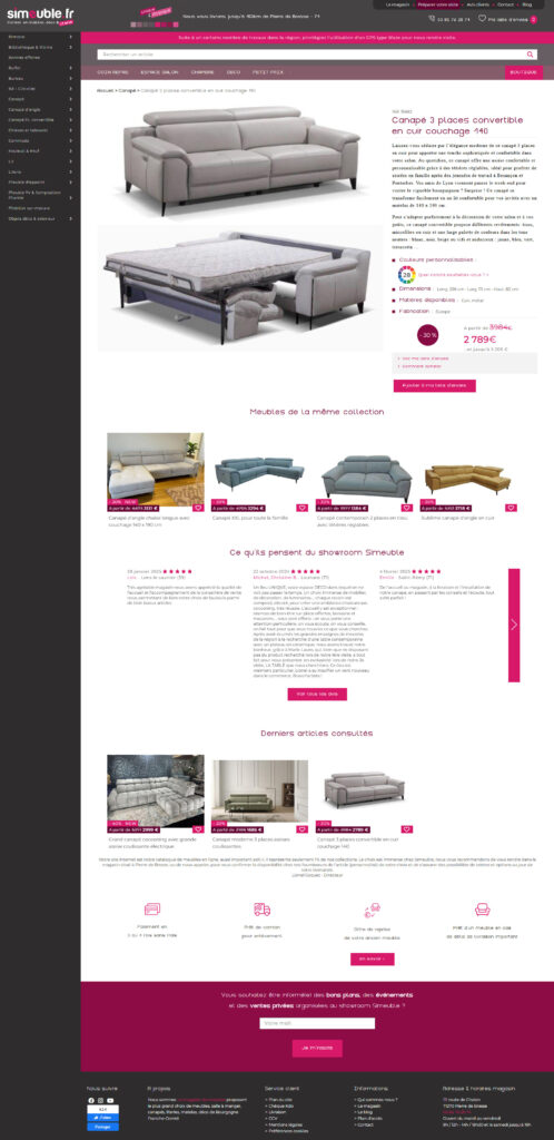 page de détail d'un produit